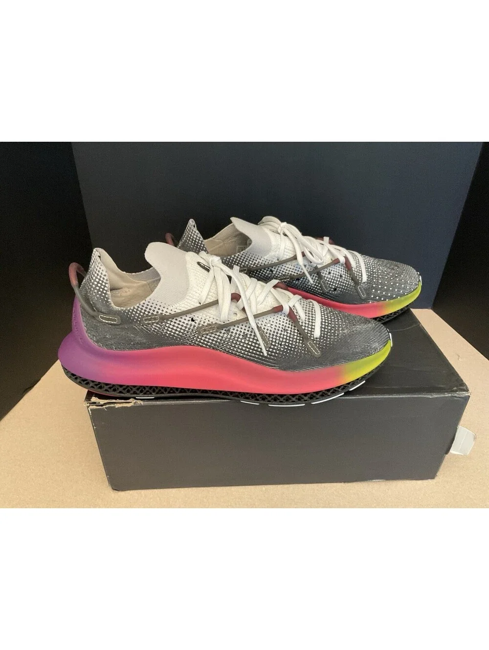 New! Mens adidas 4D Fusio White/Ultra Purple/Core Black Athletic Shoes. Size 12.